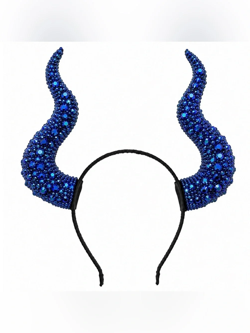 Sapphire Blue Iridescent Rhinestone Gothic Horns Headband New